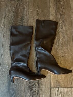 Knee High boots Women Square toe Kitten Heel Tall Boots